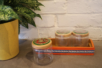 Three Glass Jars with Tray - NamegStore